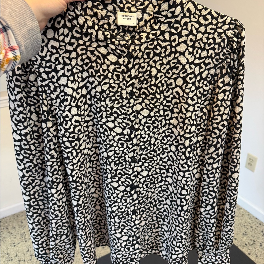 Leopard Print Blouse - Black and White